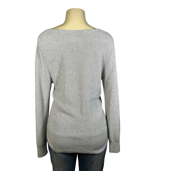 Harley Davidson Sweater Womens Medium Gray Wrap Surplice V Neck Ribbed Knit - Picture 3 of 12